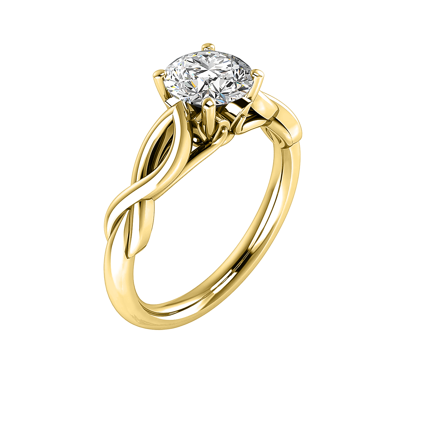 Mia Twisted Plain band 4 prong Solitaire